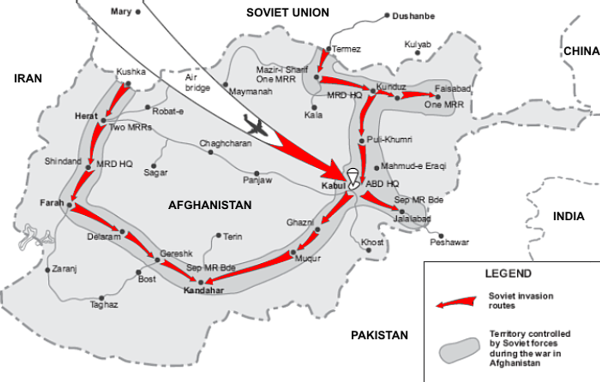 1979 Soviet invasion of Afghanistan map
