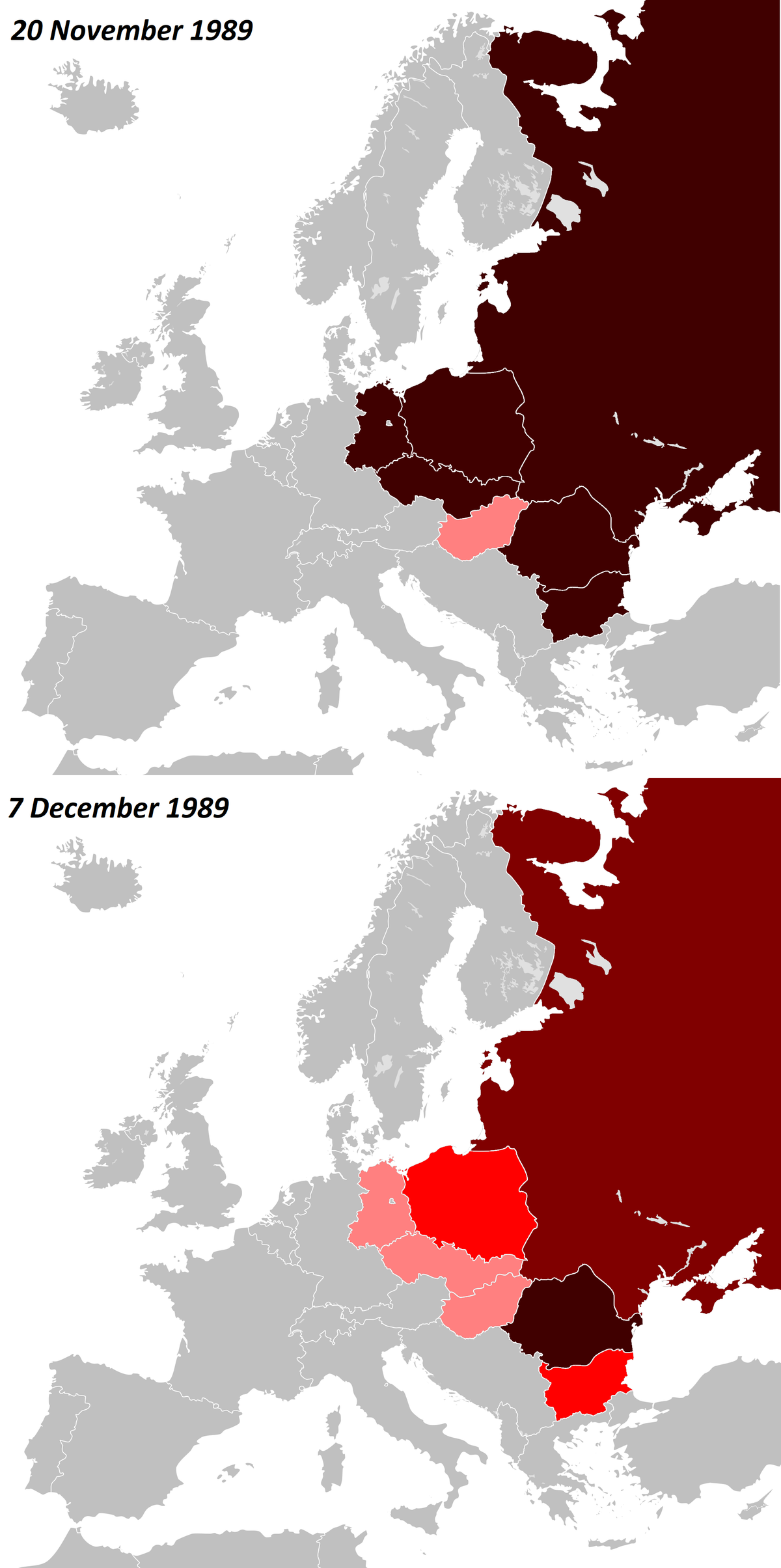 Communism in the Warsaw Pact, December 1989